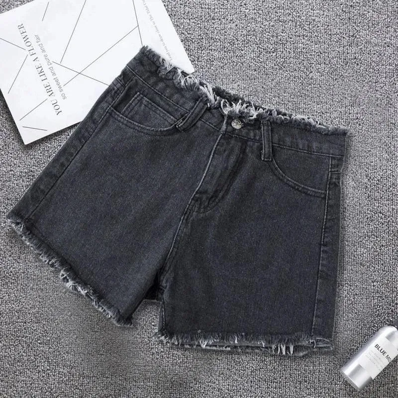 High Waisted Frayed Denim Shorts Collection