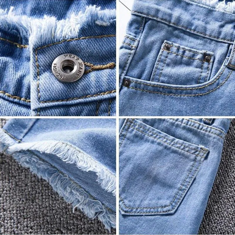 High Waisted Frayed Denim Shorts Collection