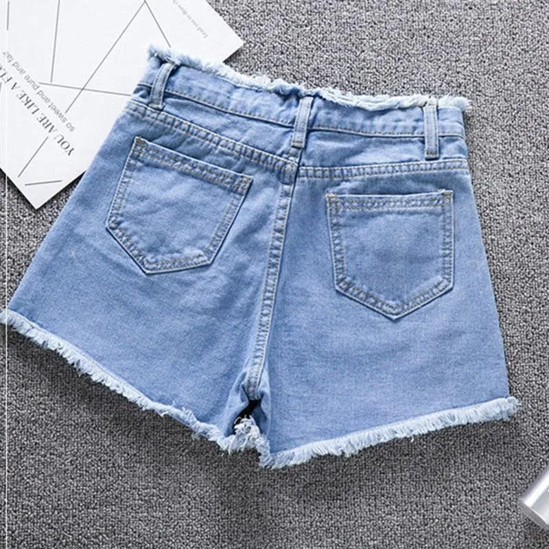 High Waisted Frayed Denim Shorts Collection