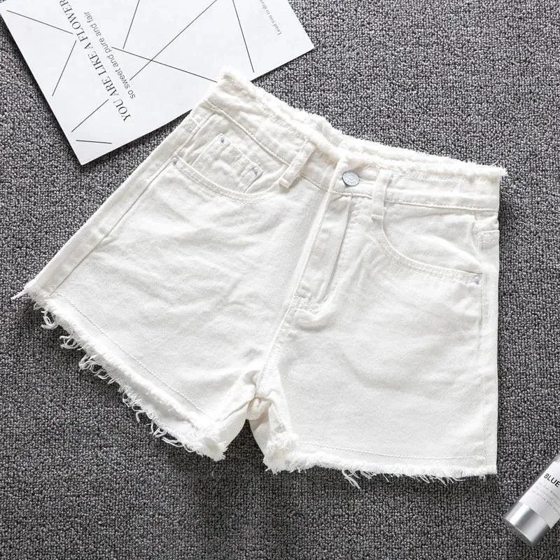 High Waisted Frayed Denim Shorts Collection