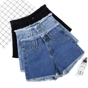 High Waisted Frayed Denim Shorts Collection