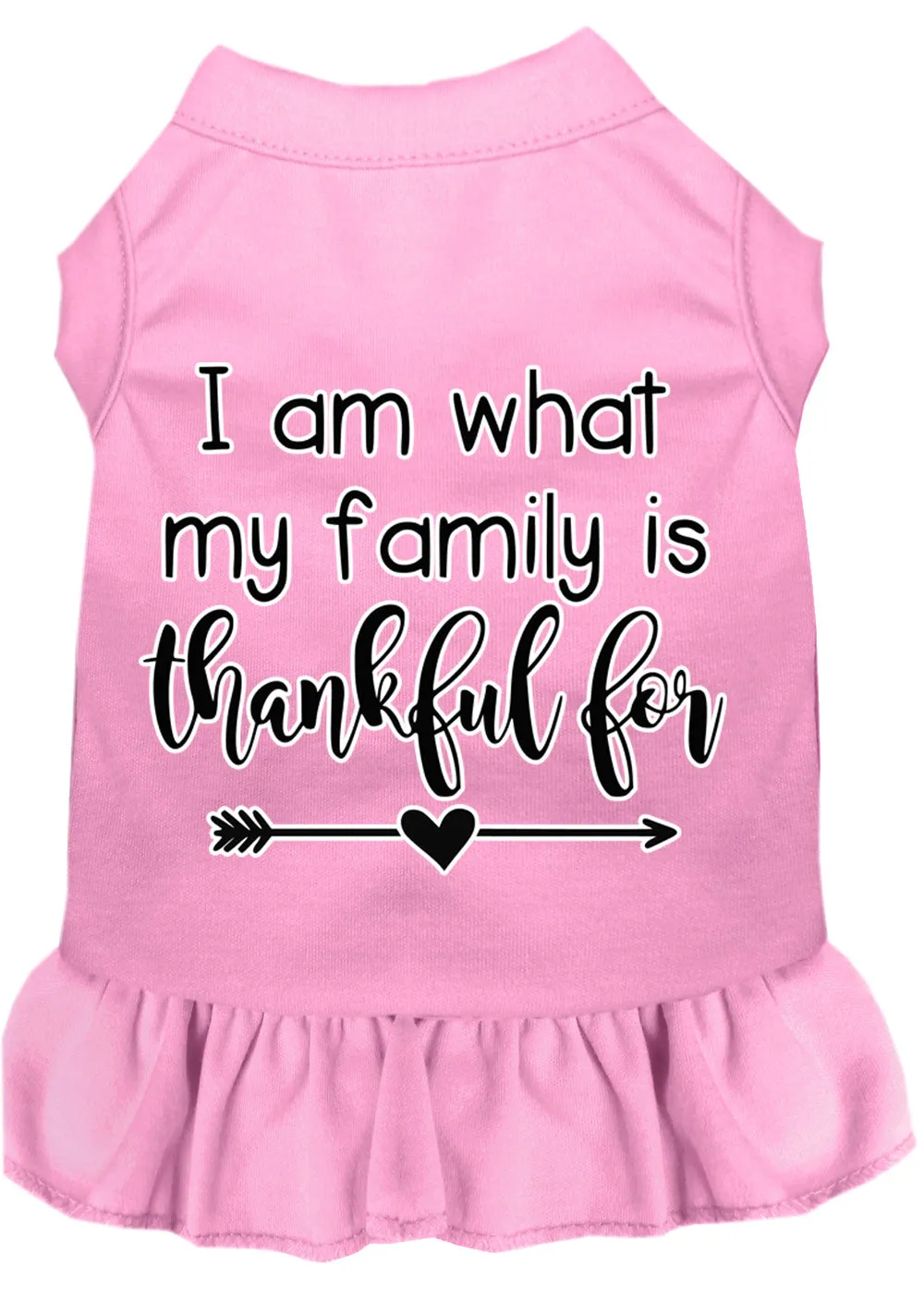 I Am What My Family Is Thankful For Screen Print Dog Dress Light Pink Med