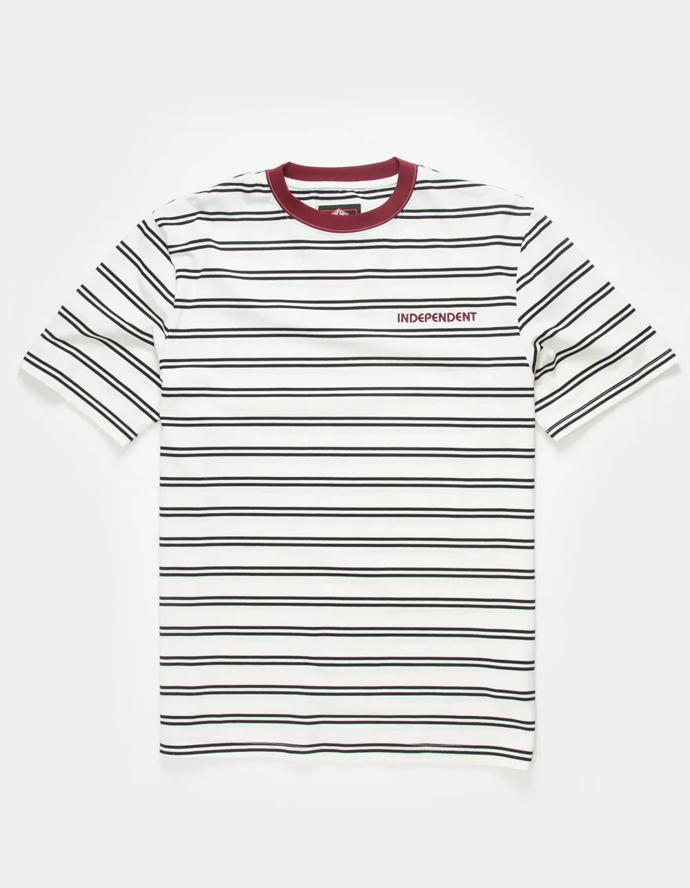 Independent Bauhaus Striped Ringer Shirt White/Burgundy