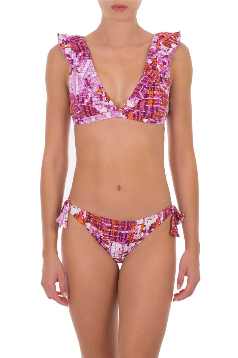 Joanna Ruffled Bikini Flowers Pink/Multi