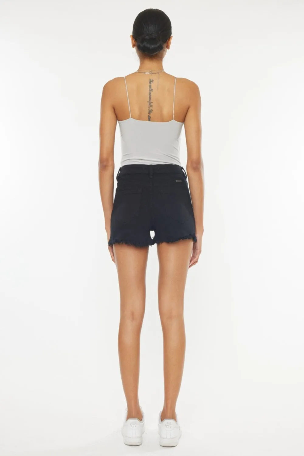 Kancan High Rise Raw Hem Denim Shorts