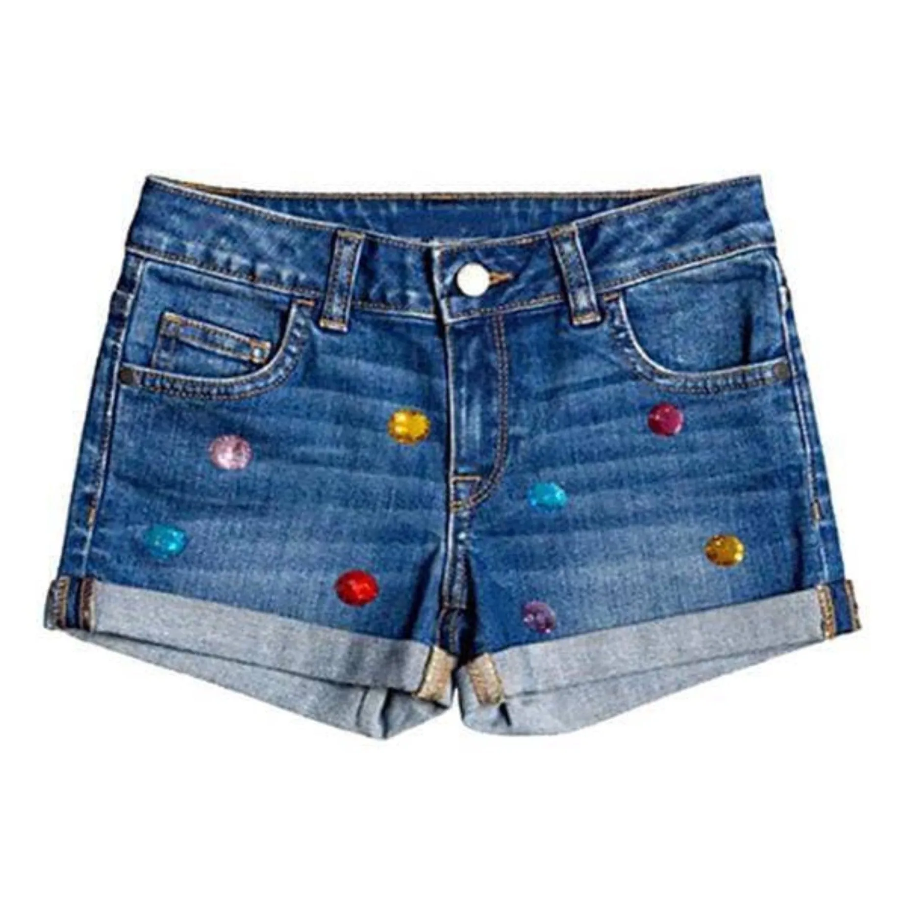 Lola and The Boys Girls Rainbow Gems Denim Shorts