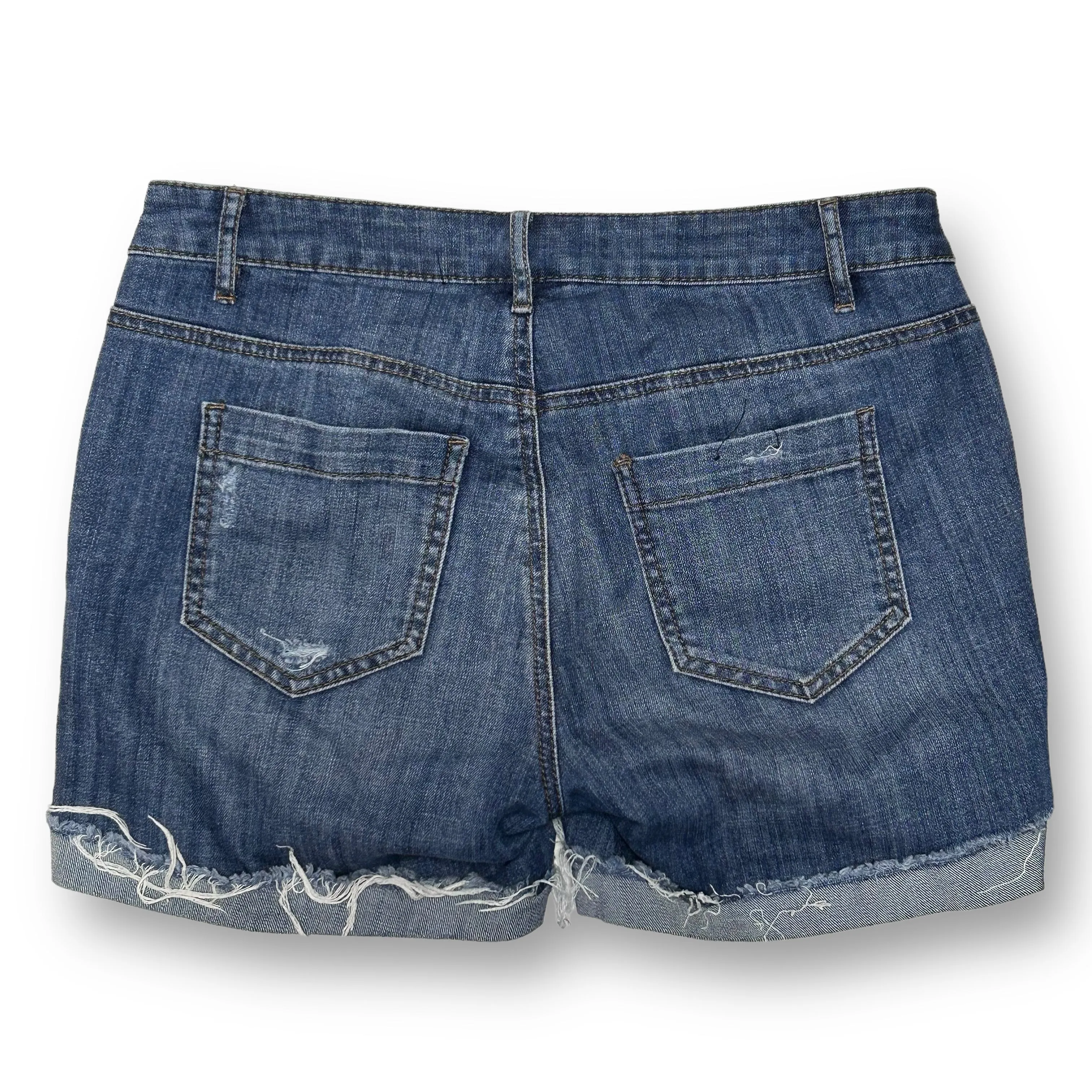 Luxe Essentials Size S Denim Cuffed Maternity Shorts