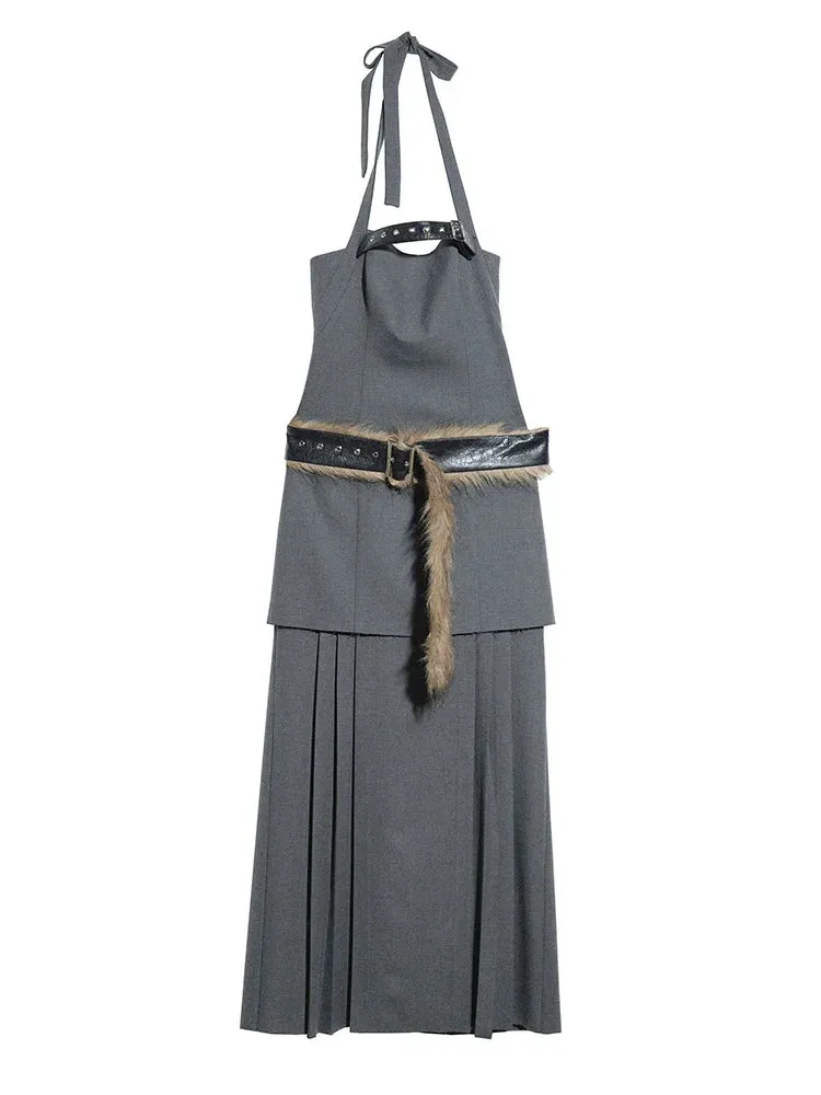 Meecie Pleated Halter Dress