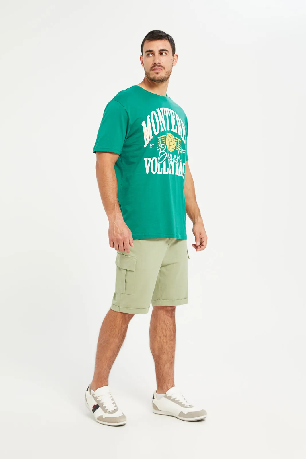 Men Green Graphic Short Sleeve T-Shirt