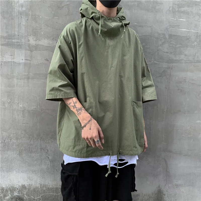 Men's Oversized Half-Sleeve Windbreaker Hoodie