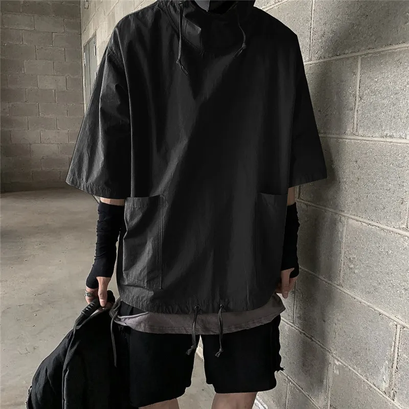 Men's Oversized Half-Sleeve Windbreaker Hoodie