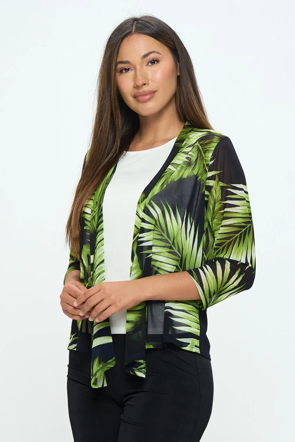 Mesh Printed Cardigan-4082MR-QRP1-W340