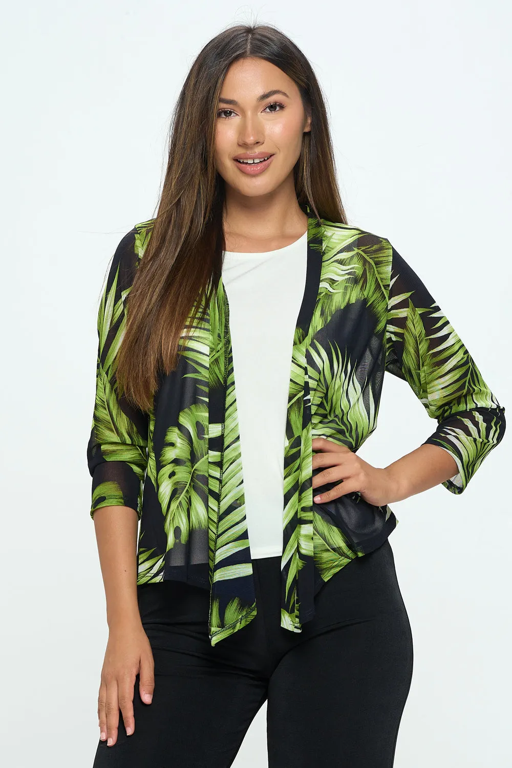 Mesh Printed Cardigan-4082MR-QRP1-W340