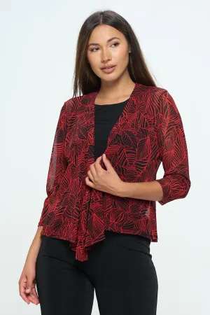 Mesh Printed Cardigan-4082MR-QRP1-W344