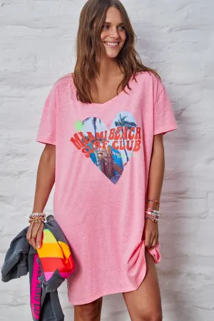 Miami Jersey Tee Beach Dress in Pink