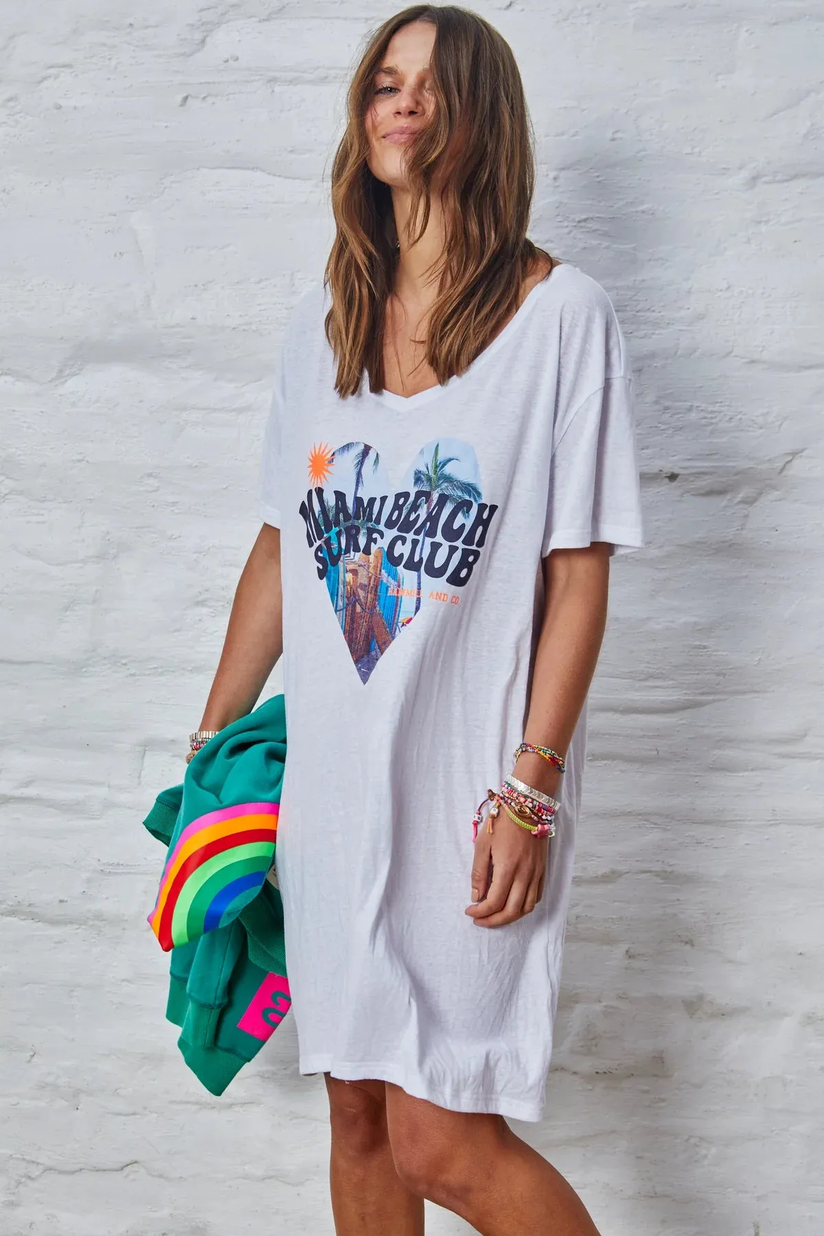 Miami Jersey Tee Beach Dress in White