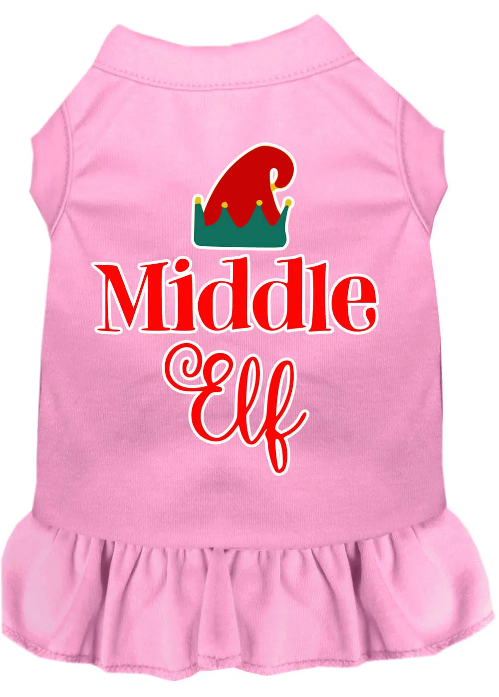 Middle Elf Screen Print Dog Dress Light Pink 4x