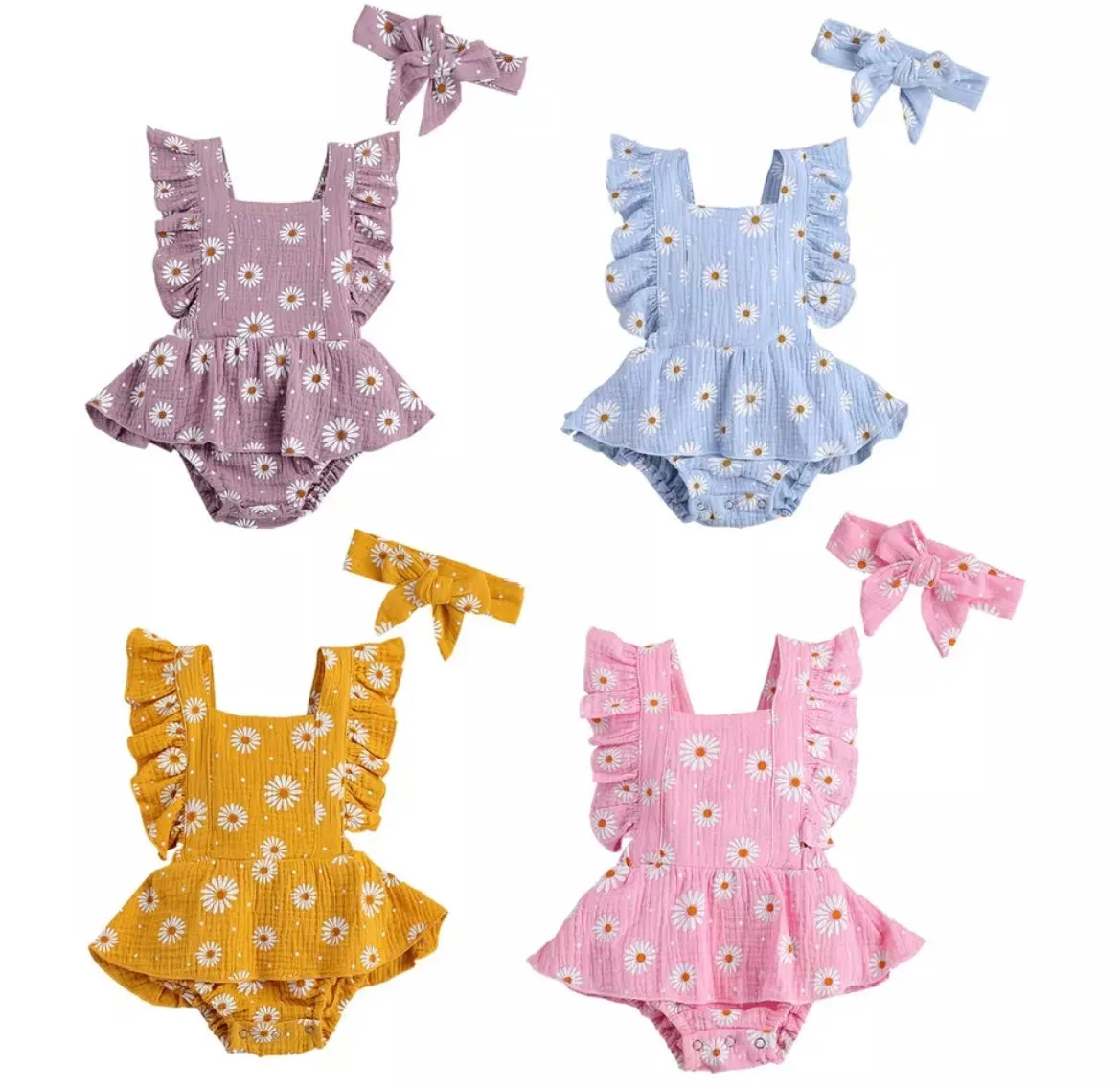 MUSLIN DAISY ROMPER - YELLOW