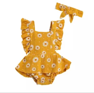 MUSLIN DAISY ROMPER - YELLOW