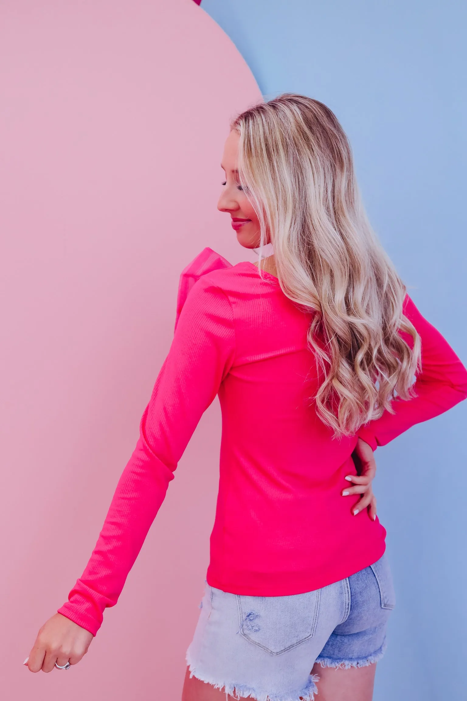 Oslo Organza Bow Top - Hot Pink