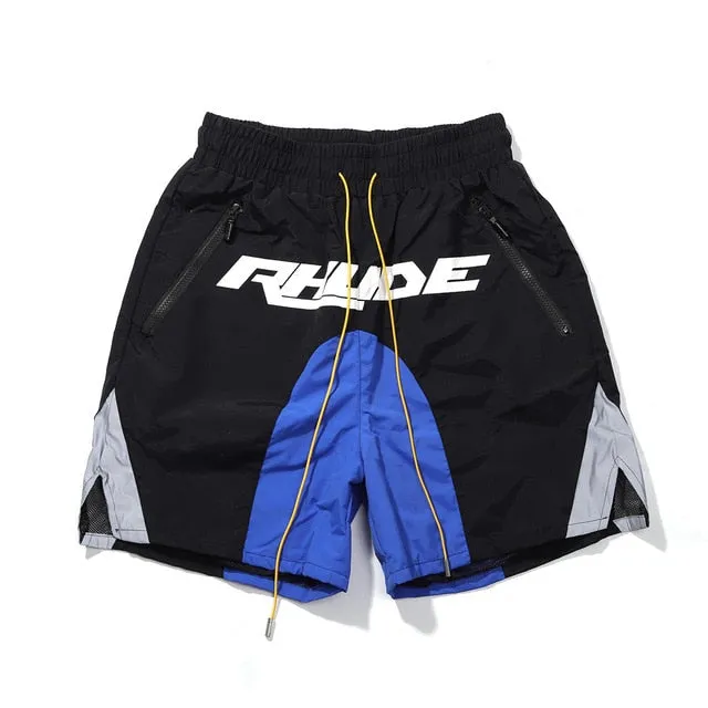 Rhude Shorts Men Women Big Letter Logo Rhude Shorts  Summer Casual Oversize Breechcloth Yellow drawstring Pill Zipper Head