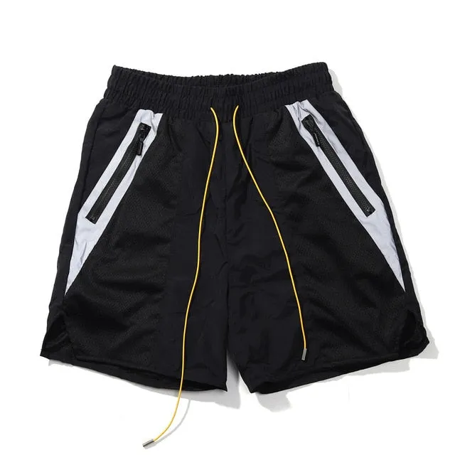 Rhude Shorts Men Women Big Letter Logo Rhude Shorts  Summer Casual Oversize Breechcloth Yellow drawstring Pill Zipper Head