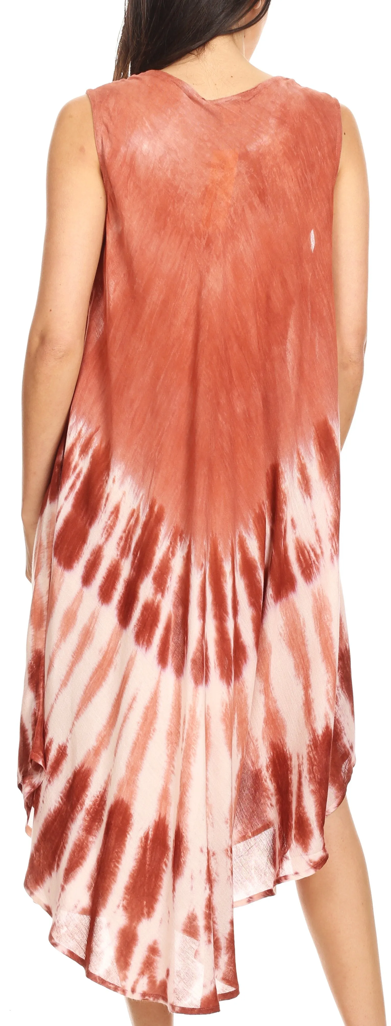 Sakkas Ambra Women's Casual Maxi Tie Dye Sleeveless Loose Tank Cover-up Dress