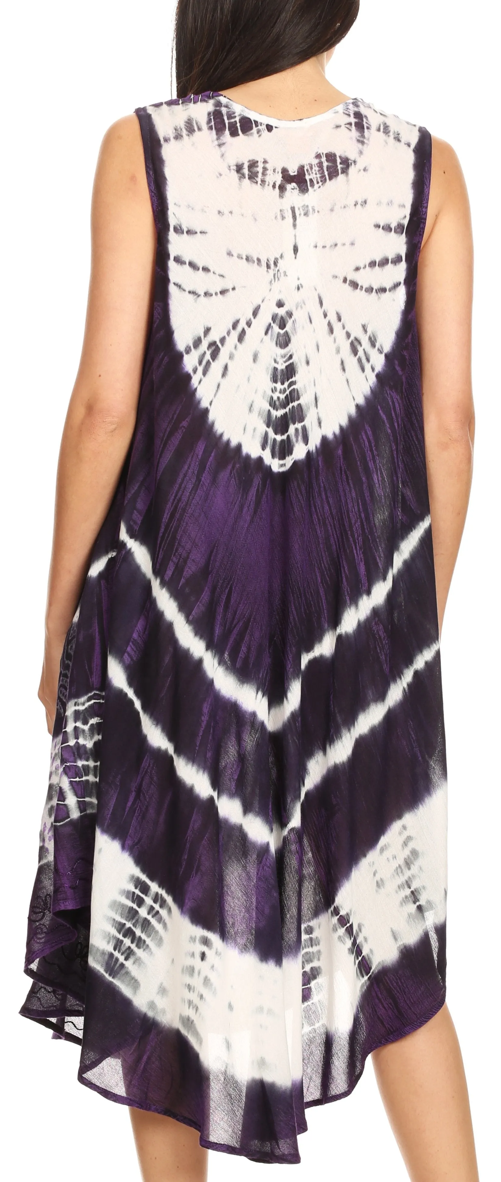 Sakkas Ambra Women's Casual Maxi Tie Dye Sleeveless Loose Tank Cover-up Dress