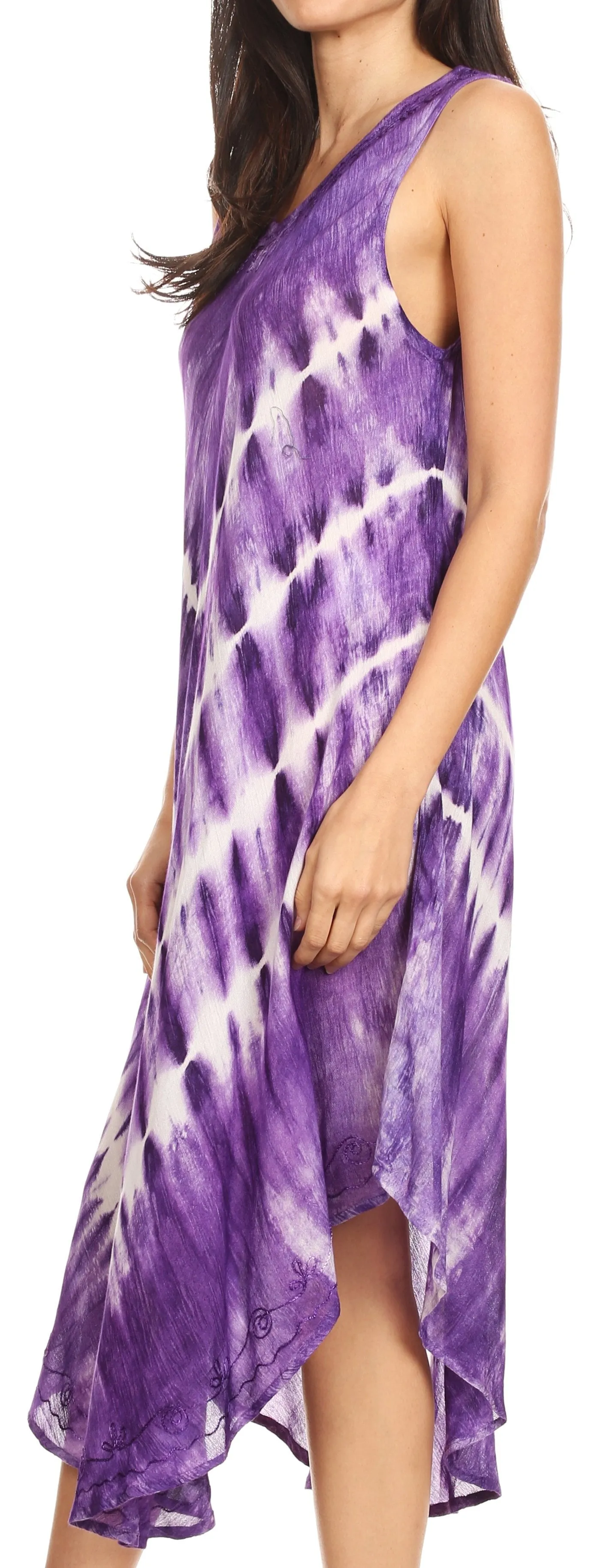 Sakkas Ambra Women's Casual Maxi Tie Dye Sleeveless Loose Tank Cover-up Dress