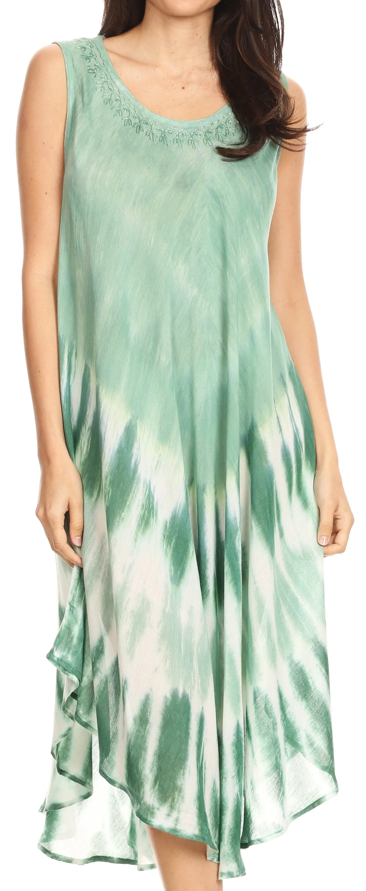 Sakkas Ambra Women's Casual Maxi Tie Dye Sleeveless Loose Tank Cover-up Dress