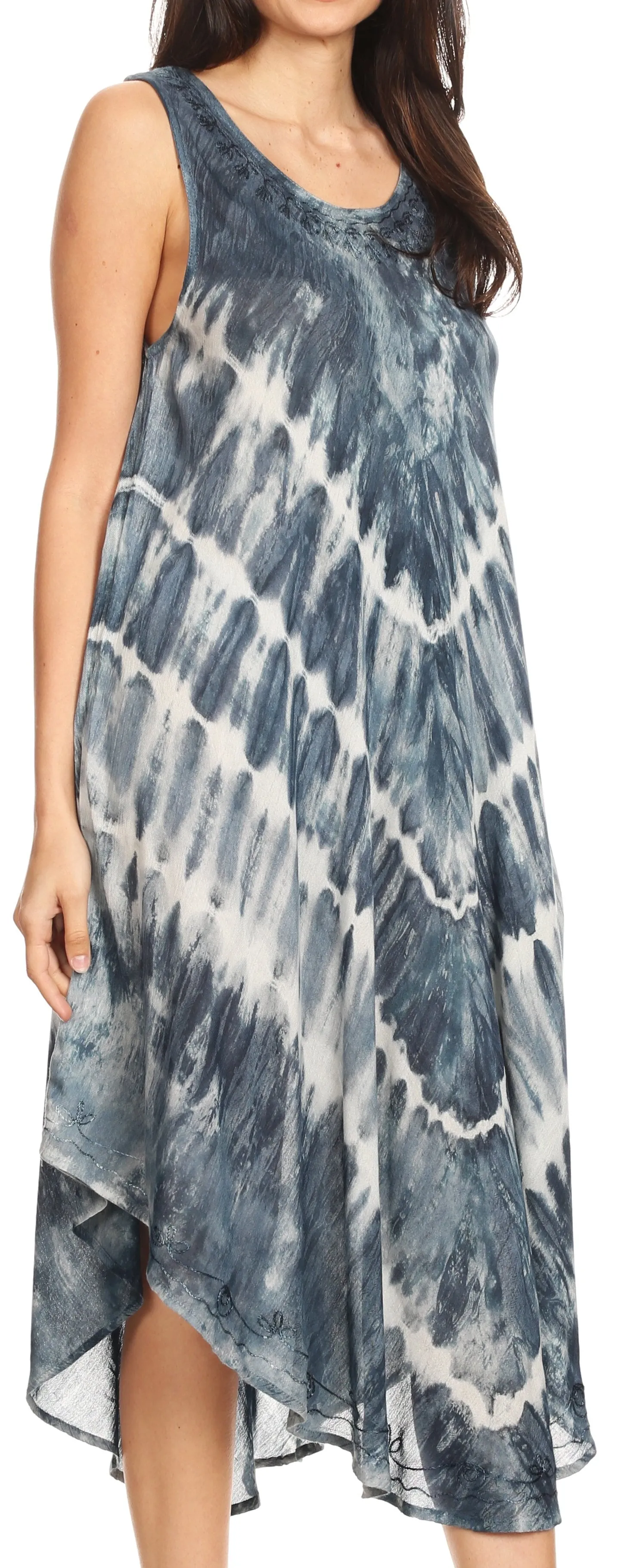 Sakkas Ambra Women's Casual Maxi Tie Dye Sleeveless Loose Tank Cover-up Dress