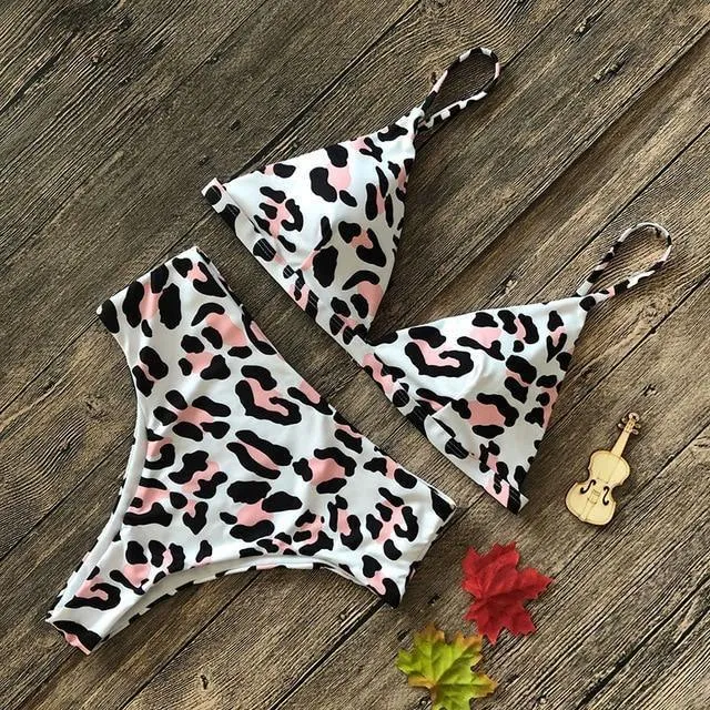 Sexy Snake Print Bikini Push Up Bikinis Set High Waist Swimming Suits