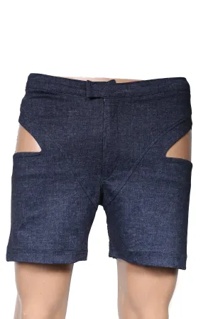 Short navy cut-out jeans for HIM