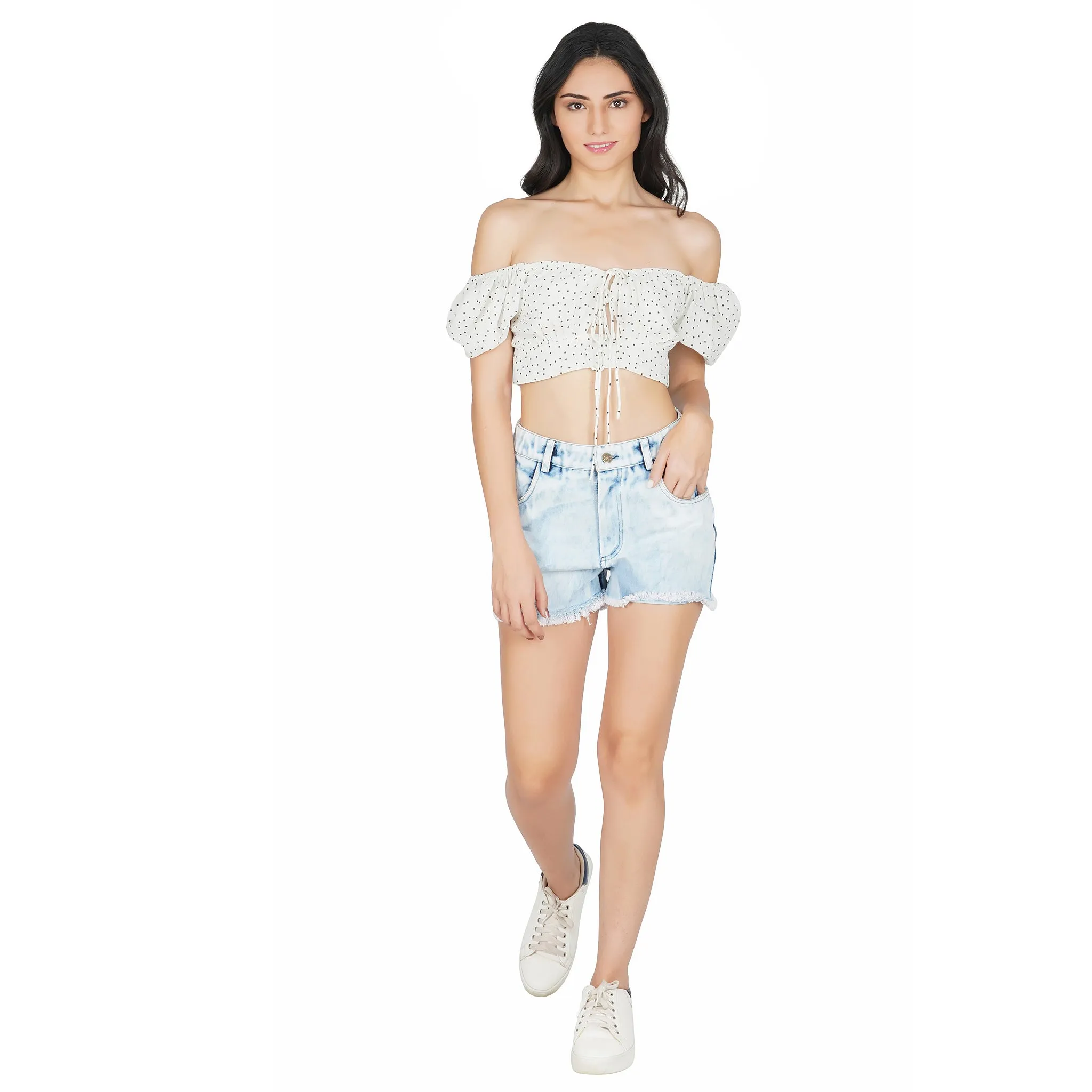 SLAY. Women's Ripped Straight Leg Shorts Denim Tie Dye