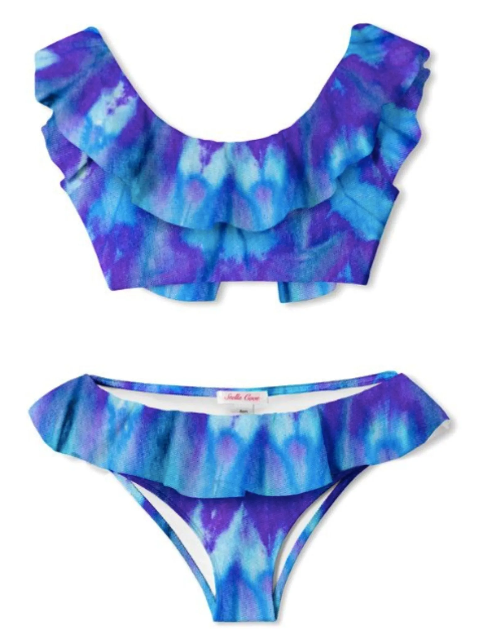 Stella Cove Girls Blue Tie Dye Draped Bikini