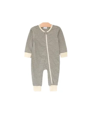 Stripe Two Way Zip Romper Charcoal