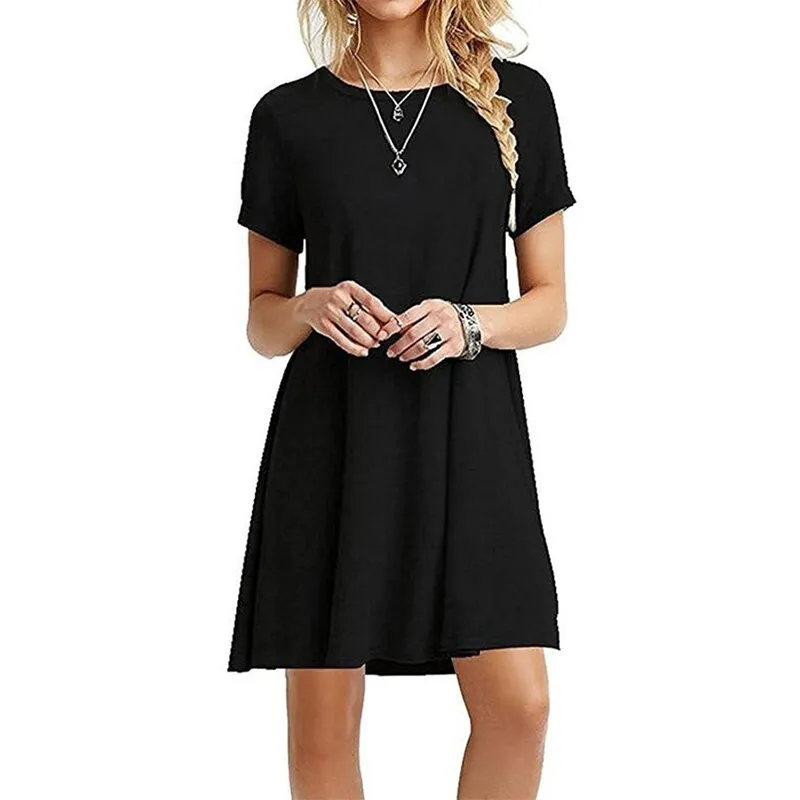 Summer Mini Short Sleeve Beach Loose Dress