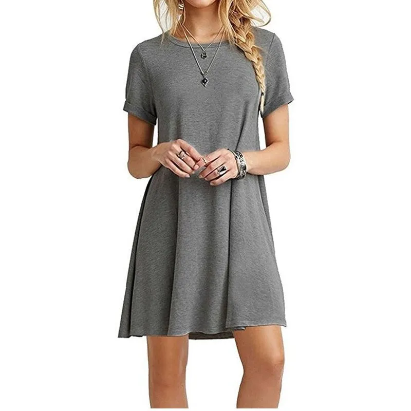 Summer Mini Short Sleeve Beach Loose Dress