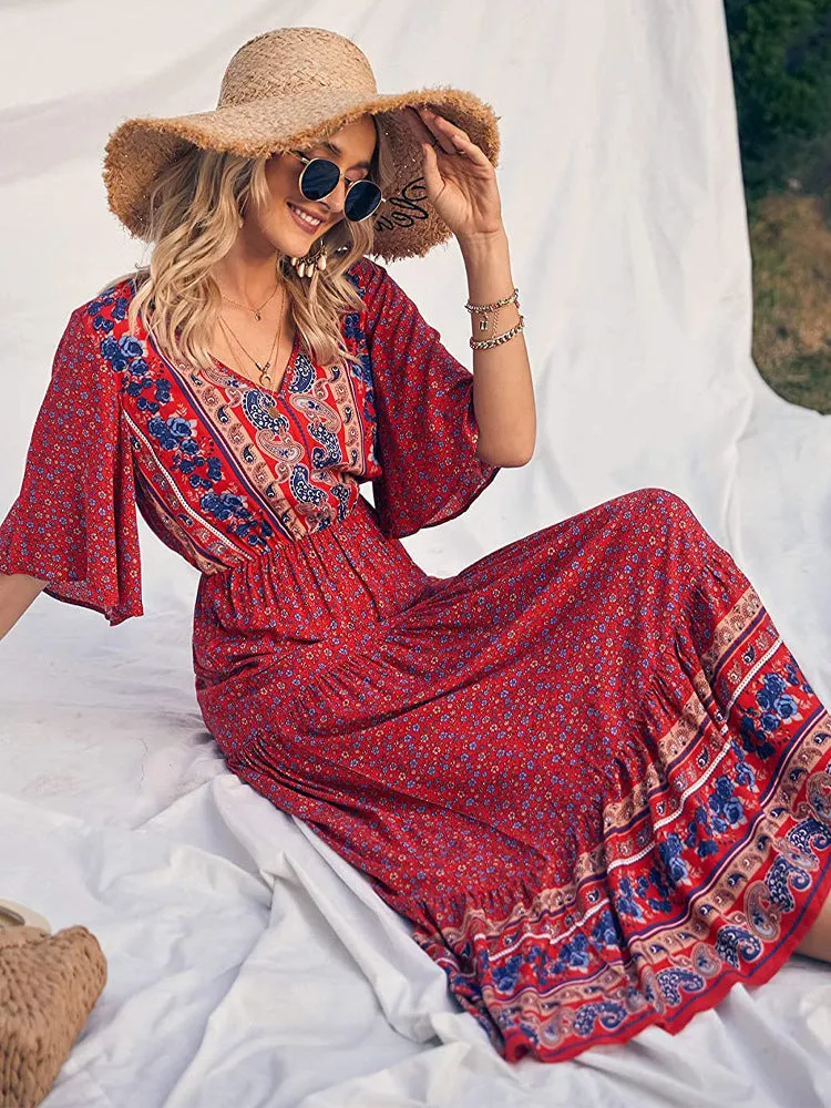 Summer Women's Bohemian Dress Beach Resort Maxi Dress