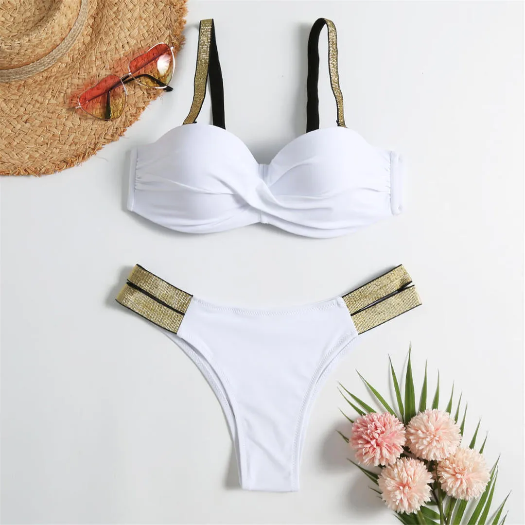 Underwire Push Up Bikini  Swimsuit Female Swimwear Women Two-pieces Bikini set With Bra Cup Bather Bathing Suit Swim V2310W