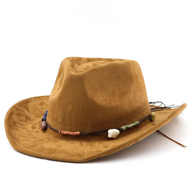 Unisex Fall Vintage Western Cowboy Woolen Sun Protection Wide Brim Hat