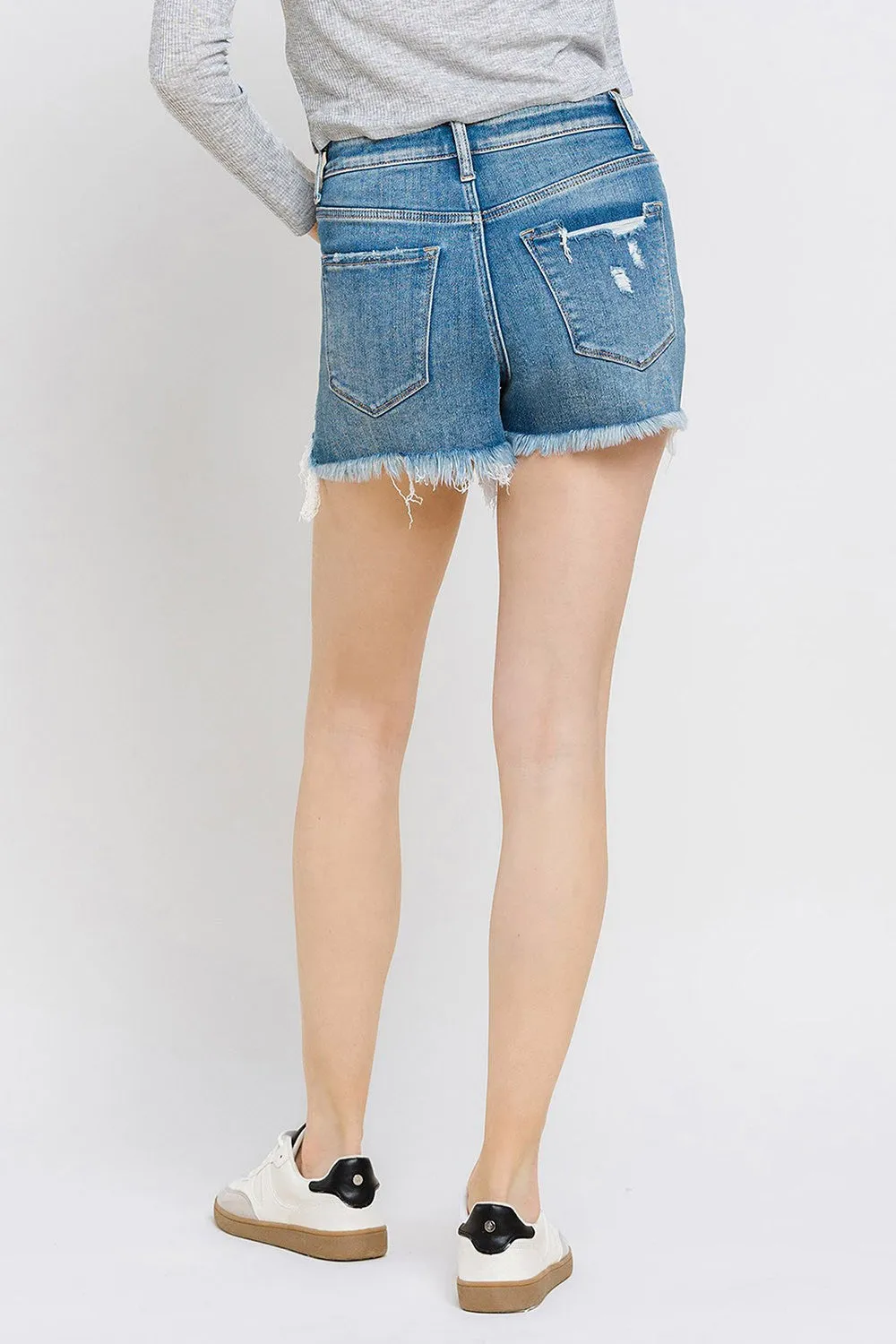 Vervet by Flying Monkey Distressed Raw Hem Denim Shorts