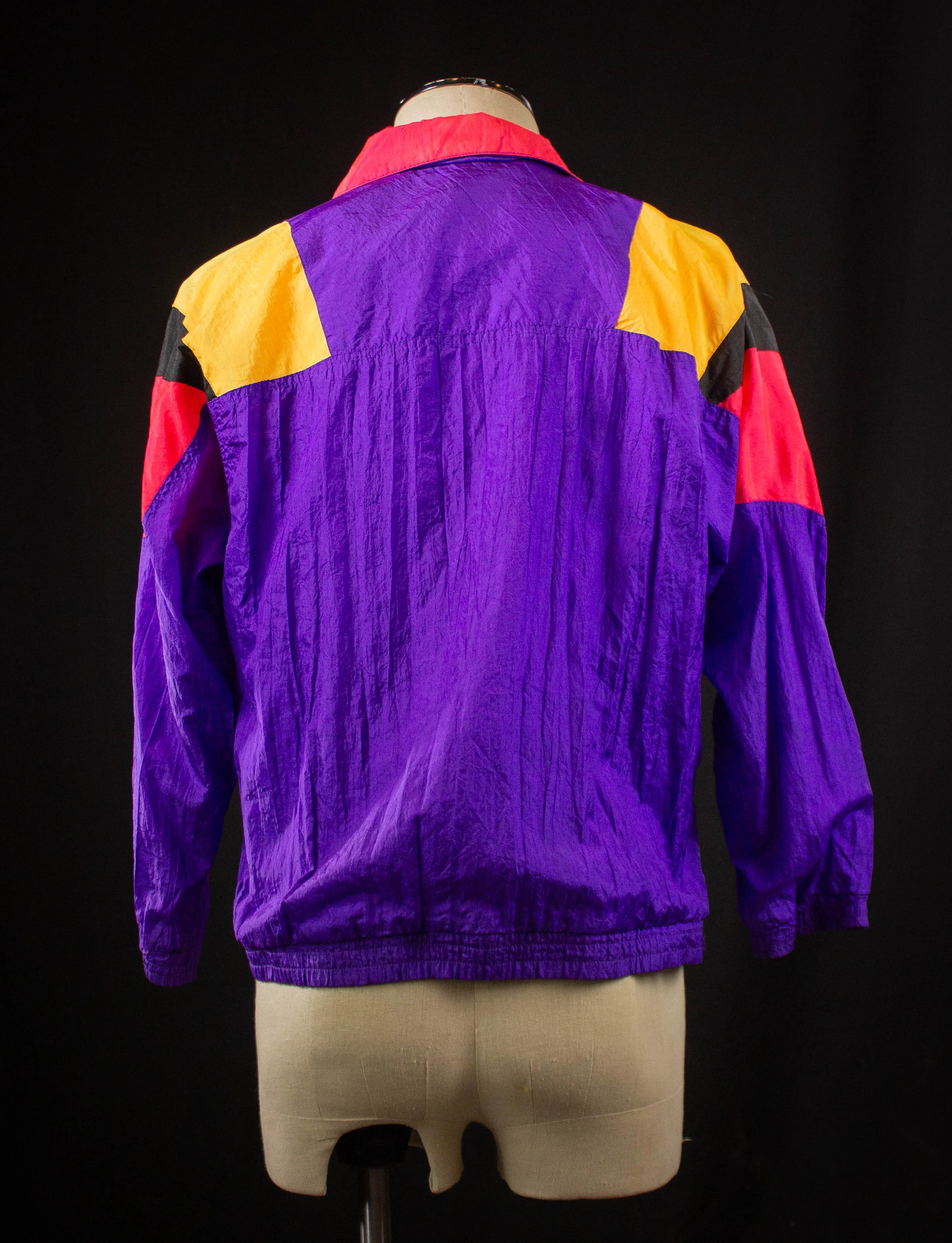 Vintage The Body Co. Nylon Windbreaker Jacket Pink, Purple, and Yellow Large