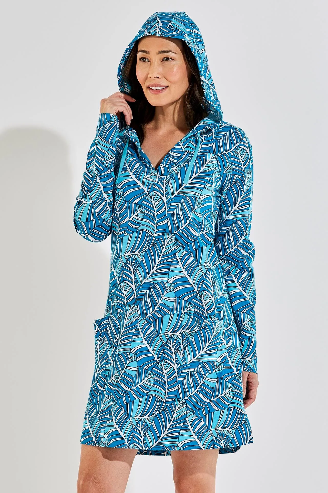 Women's Catalina Beach Cover-Up Dress  |  Paradise Blue Forever Palm