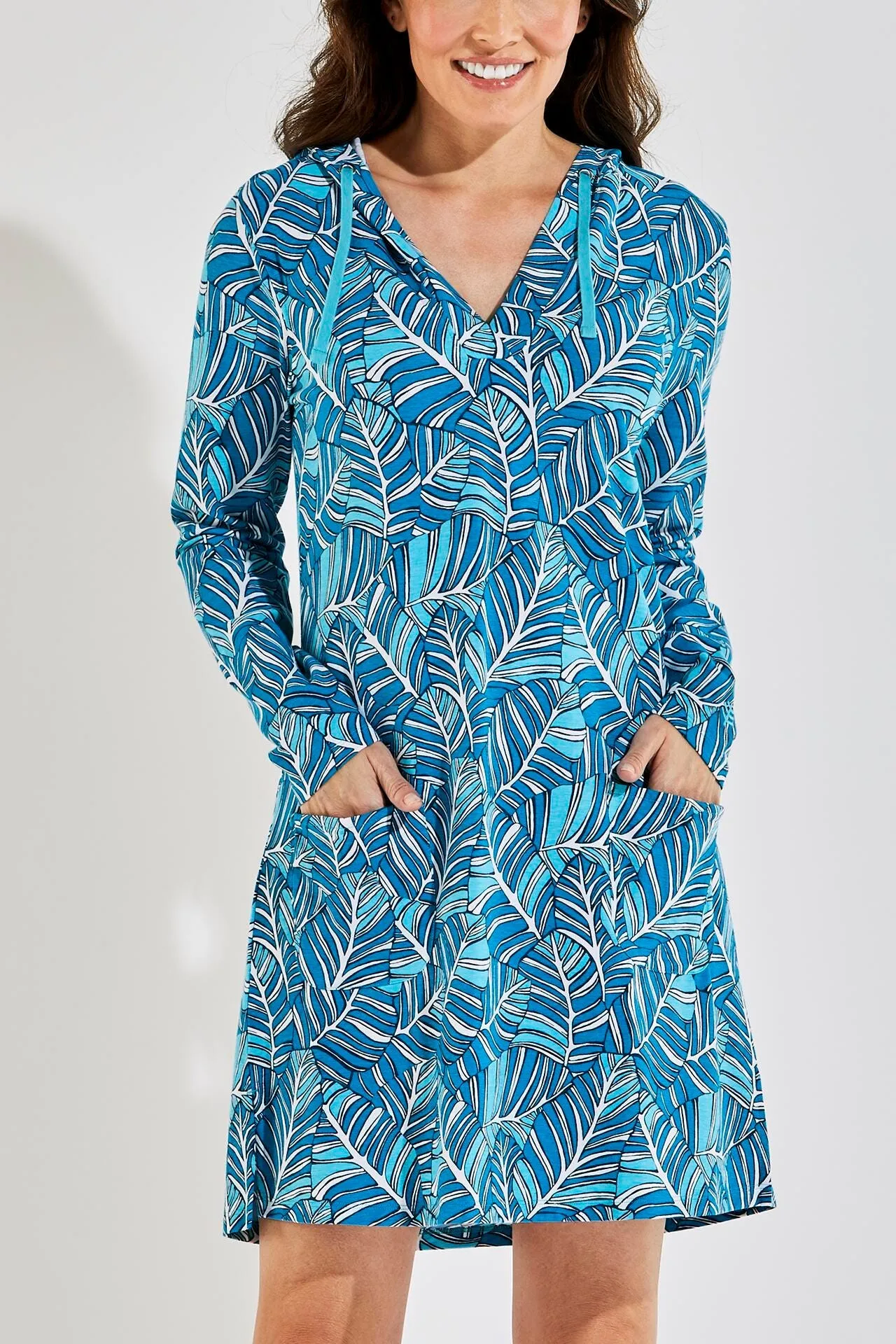 Women's Catalina Beach Cover-Up Dress  |  Paradise Blue Forever Palm