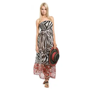 Womens Maxi Dress Strapless Lightweight Beachwear (Caramba)